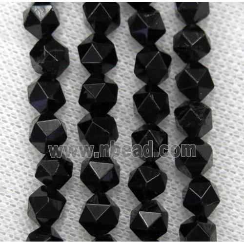 natural black tourmaline beads cut round
