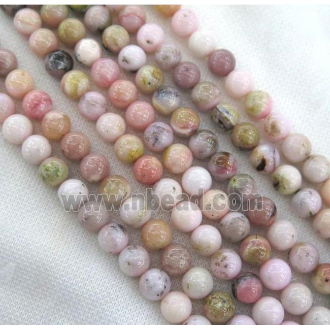 pink opal stone beads, round