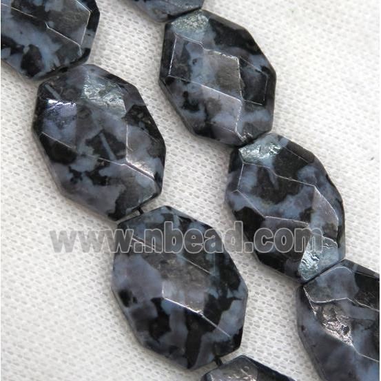black Indigo Gabro slice beads, faceted freeform