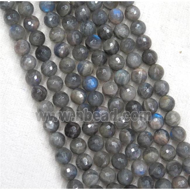 deep gray Labradorite beads, faceted round, AA-Grade