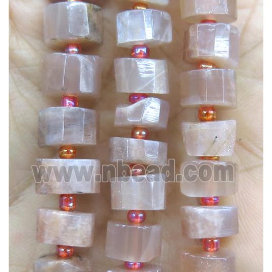 orange MoonStone beads, faceted heishi