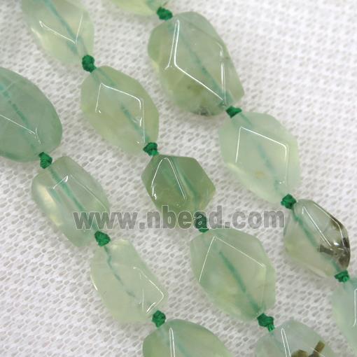 geen Prehnite bead, faceted freeform