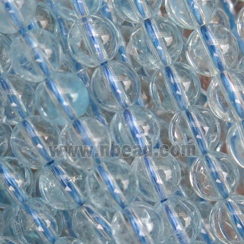 natural Topaz beads, round, lt.blue