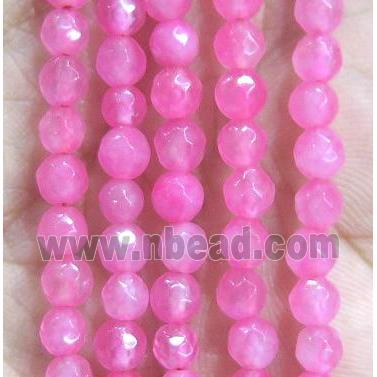 Jade Beads, faceted round, pink dye