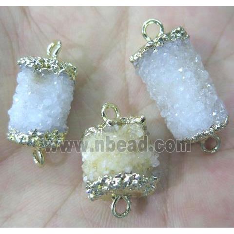 clear quartz druzy connector, tube