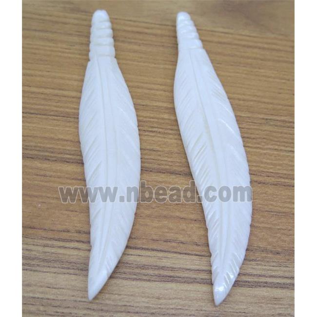 white bone feather pendant
