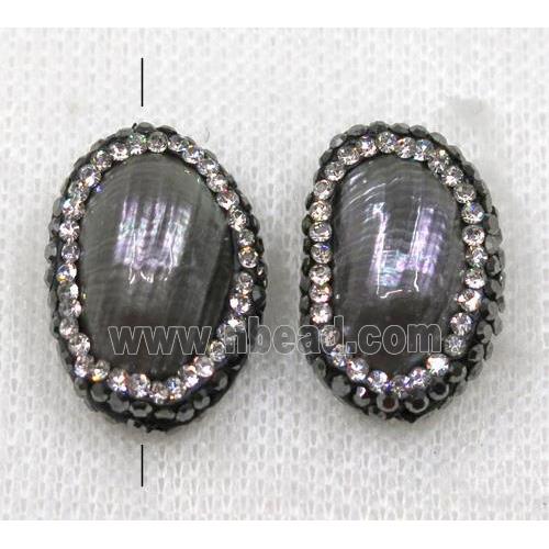 Paua Abalone shell beads paved rhinestone, freeform