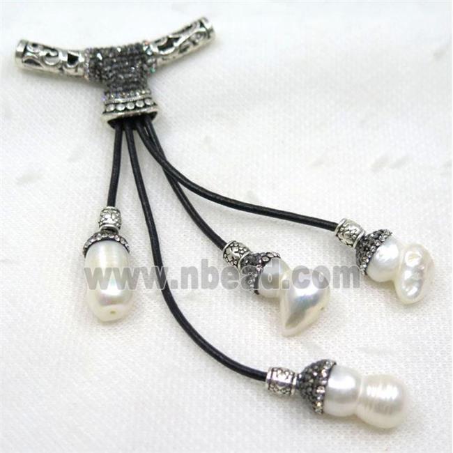 white pearl tassel pave rhinestone