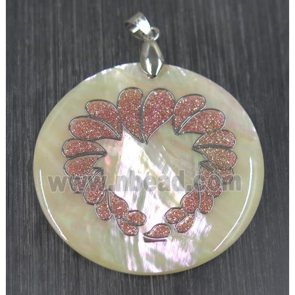 shell pendant paved druzy quartz