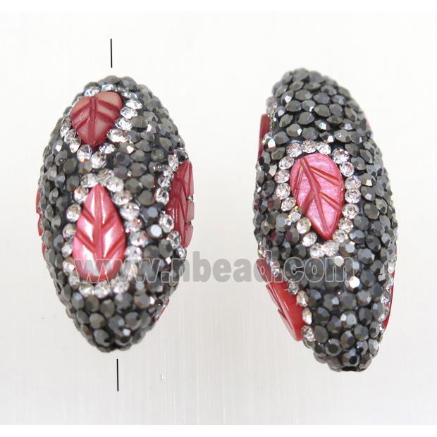 Clay rice beads paved rhinestone