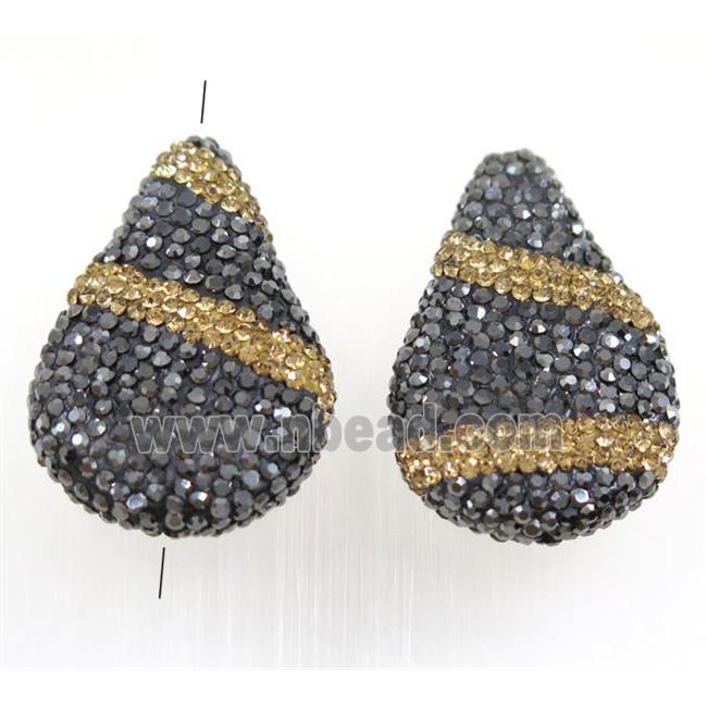 Clar teardrop beads paved rhinestone