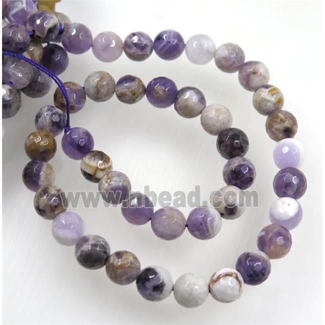 Dogtooth Amethyst bead, faceted round, purple