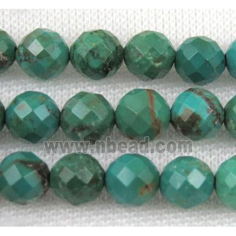 turquoise beads, faceted round, blue and green treated