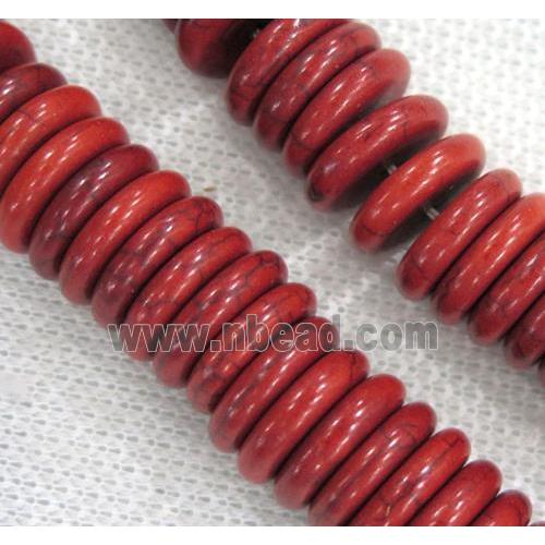 turquoise heishi beads, red dyed