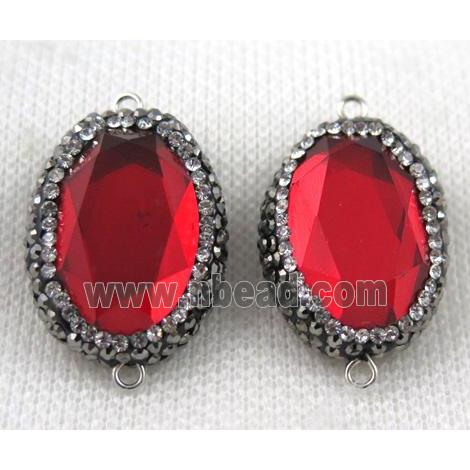 Chinese crystal glass connector paved rhinestone, faceted