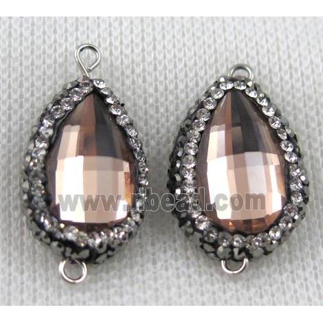 Chinese crystal glass connector paved rhinestone, faceted