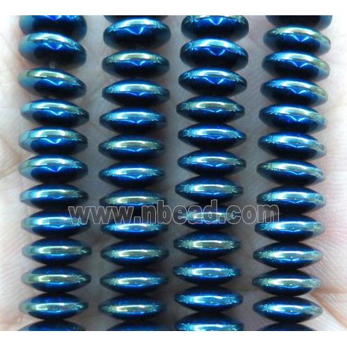 hematite disc heishi beads, green electroplated