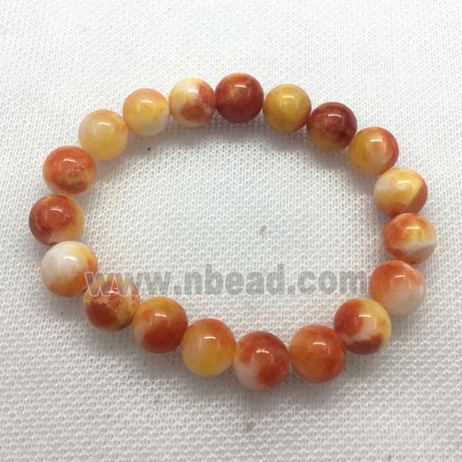 Stretch Jade bracelet, round, dye