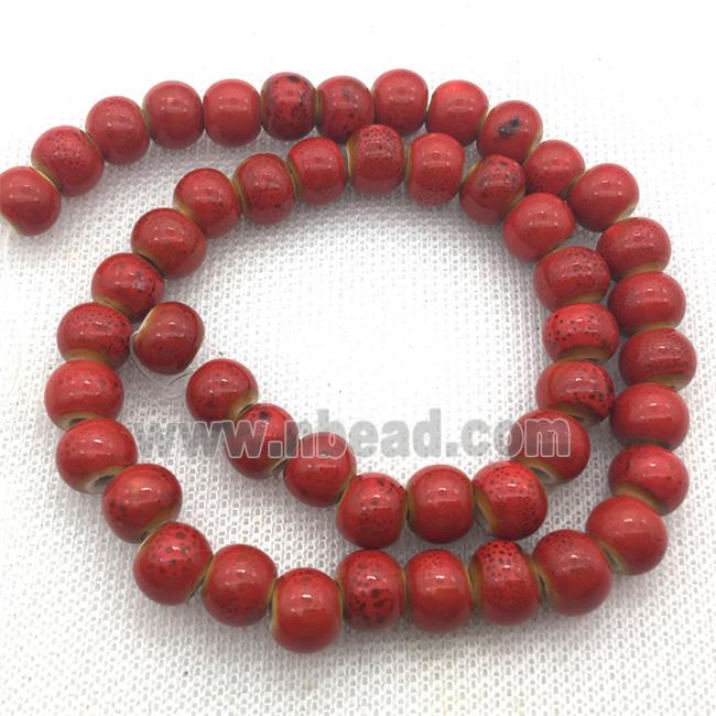 red Oriental Porcelain beads, round