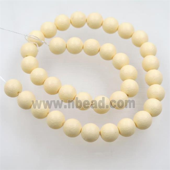 round matte yellow pearlized shell beads