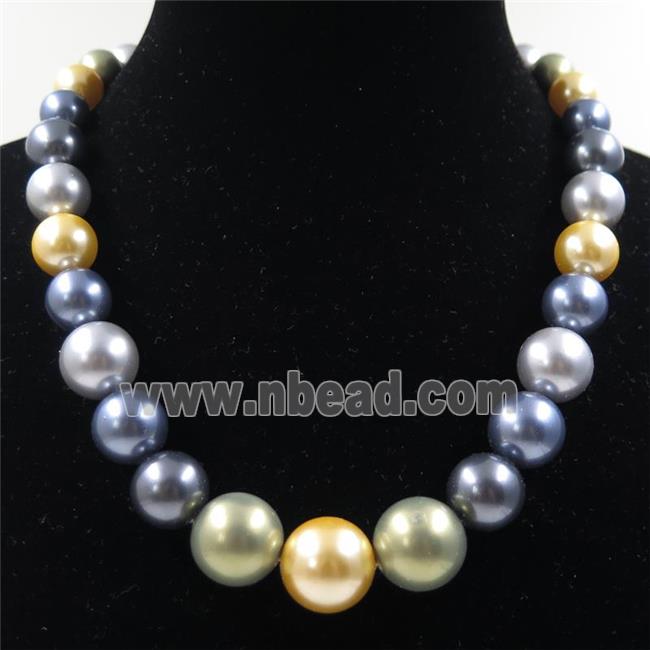 Pearlized Shell graduated Beads, round, mix color