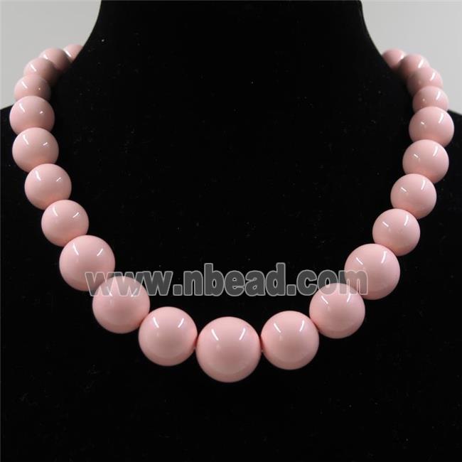 pink Pearlized Shell graduated Beads, round