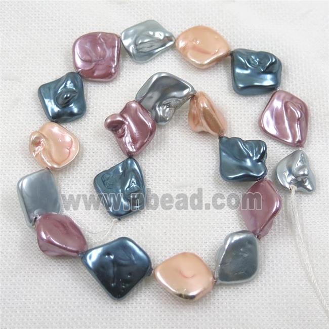 baroque style freshwater shell beads, freeform, mix color
