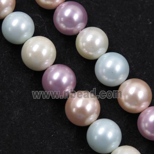 round Pearlized Shell Beads, mixed color