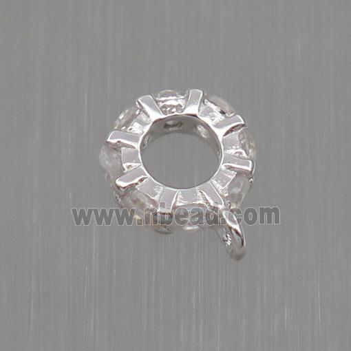 Sterling Silver hanger pave zircon, platinum plated