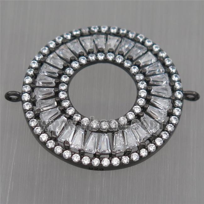 Sterling Silver donut connector paved zircon, black plated