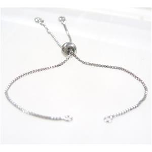copper chain for bracelet pave white zircon, platinum plated, approx 12cm length, 1mm thin