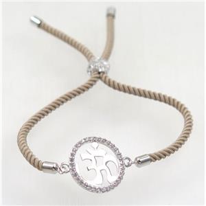 handmade bracelet with nylon wire, zircon bead, approx 19mm dia