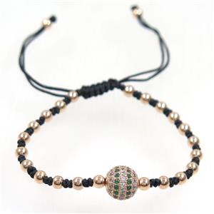 handmade bracelet with nylon wire, zircon bead, approx 50-60mm dia