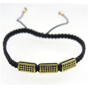 handmade bracelet with tube pave zircon, nylon wire, approx 50-60mm dia