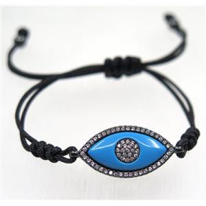 handmade bracelet with Evil eye pave zircon, nylon wire, approx 50-60mm dia