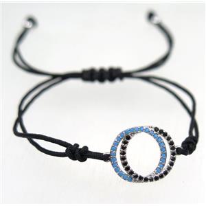 handmade bracelet with Link pave zircon, nylon wire, approx 50-60mm dia