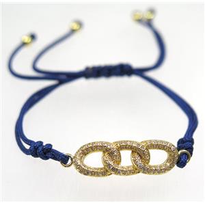 handmade bracelet with Link pave zircon, nylon wire, approx 50-60mm dia