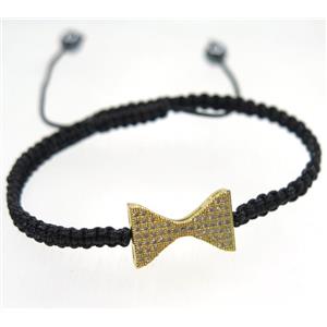 handmade bracelet with Bowknot pave zircon, nylon wire, approx 50-60mm dia
