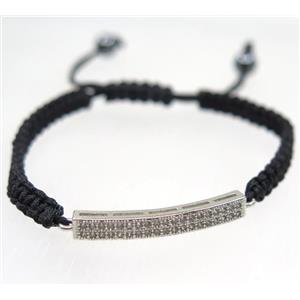 handmade bracelet with tube pave zircon, nylon wire, approx 50-60mm dia
