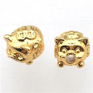 copper pig beads, gold plated, approx 8x10mm