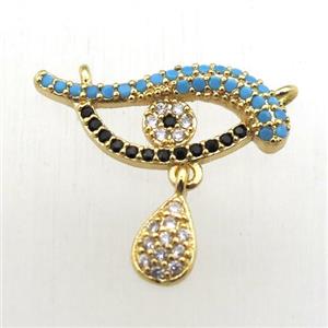 copper dolphin pendant pave zircon with 2loops, gold plated, approx 20mm