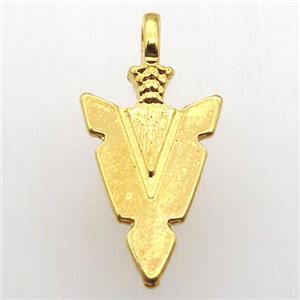 copper arrowhead pendant, gold plated, approx 15-30mm
