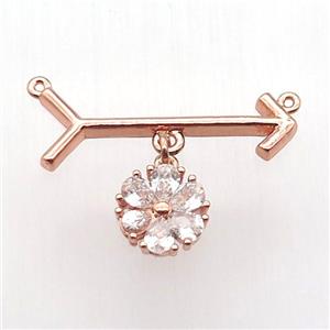 copper arrow pendant, crescent, rose gold, approx 10mm, 10-28mm