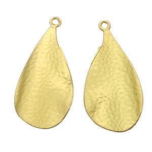 unfading copper leaf pendant, hammered, duck gold plated, approx 18-35mm