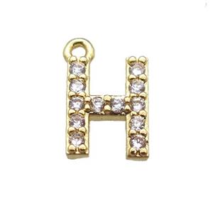 copper letter-G pendant paved zircon, gold plated, approx 5-8mm