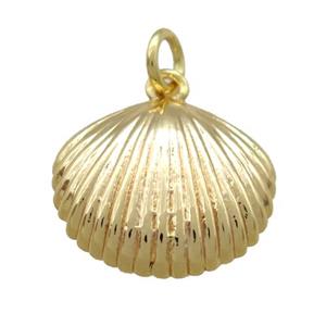 copper quahog pendant, gold plated, approx 13-15mm