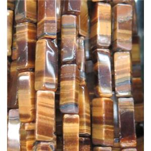 yellow Tiger eye stone cuboid beads, approx 4x13mm