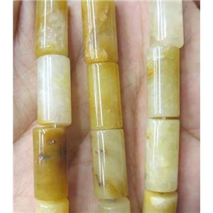 yellow jade tube beads, approx 8x16mm