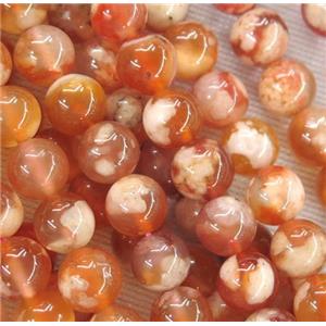round Cherry blossom sakura Agate beads, red, approx 12mm dia