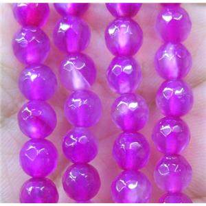 hotpink agate beads, faceted round, approx 6mm dia
